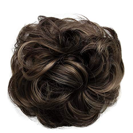 PRETTYSHOP Scrunchie Scrunchy Bun Up Do Hair piece Hair Ribbon Ponytail Extensions Wavy Curly or Messy brown mix 32AH12