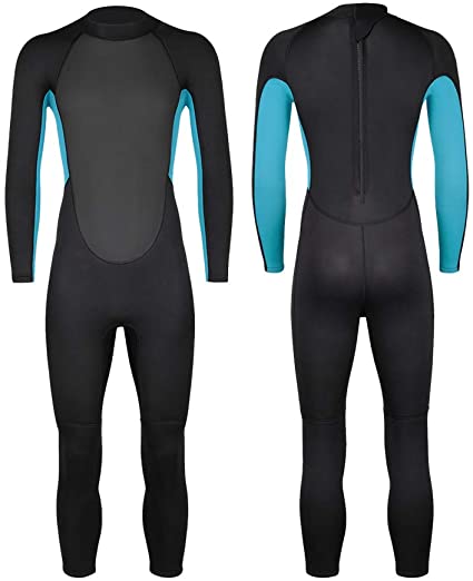 Wetsuit Men 3mm Neoprene Full Body Long Sleeve Keep Warm Back Zip One Piece Scuba Shorty Wetsuit for Diving Spearfishing Snorkeling Surfing