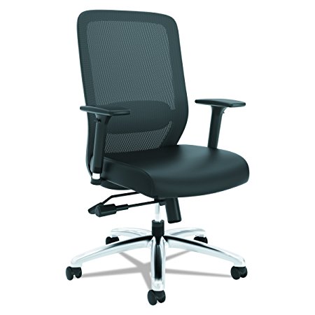 basyx by HON Mesh Task Chair - Mesh High-Back Computer Chair with Leather Seat for Office Desk, Black (HVL721)