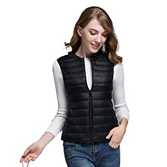 ELFJOY Women Packable Lightweight Down Vest Gilet Quilted Zip Compact Outdoor Puffer Vest