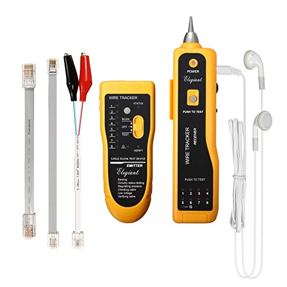 ELEGIANT LAN Ethernet Network Cable Tester Detector Line Finder Telephone Wire Tracker RJ11/RJ45 Cat5/Cat6 Tester Diagnose Tool Kit