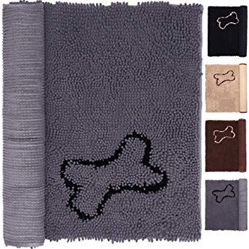 NJSBYL Dog Area Rug 3x5 Mat Bathrug Shaggy Gray 30 x 60 Inches Machine Washable Dry Ultra Soft Water Absorbent Indoor Chenille Doormat Play Area Rugs for Kids Pet Dog Cat