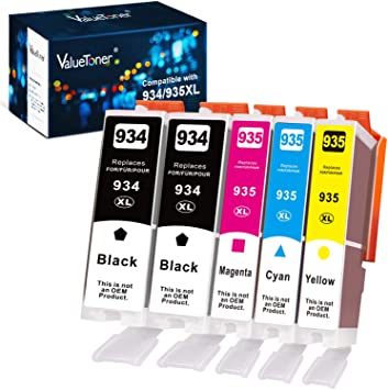 Valuetoner Compatible Ink Cartridge Replacement for HP 934 XL and 935 XL Ink cartridges for OfficeJet Pro 6812 6815 6830 6230 6835 6820 6220 Printer (2 Black 1 Cyan 1 Magenta 1 Yellow, 5-Pack)