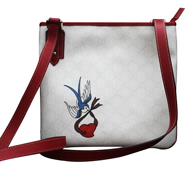 Gucci Cross Body Messenger Bag Handbag with Heart Bird Tatto 239347