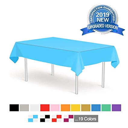 Anborfly Blue Plastic Tablecloths Disposable Table Cloths 6 Pack 54in. x 108in. Heavy Duty Party Covers for Rectangle Tables Birthday Wedding Parties Thanksgiving Christmas Indoor or Outdoor Use
