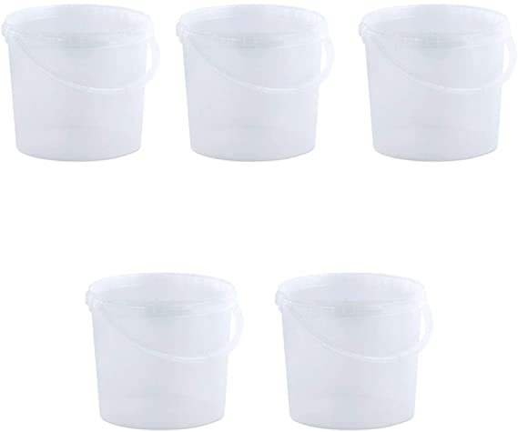 OIPPS Pack of 5 x 5 Litre Buckets Clear Plastic with Lids