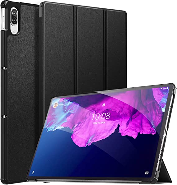 MoKo Case Compatible with Lenovo Tab P11 Pro 11.5-Inch 2020 Model (TB-J706F/J706L), Lightweight Slim Shell Shockproof Back Stand Folio Protective Cover Smart Tablet Case with Auto Wake/Sleep, Black