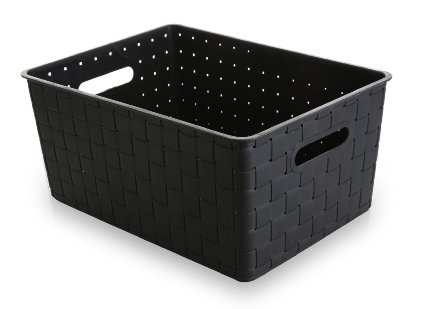 BINO Woven Plastic Storage Basket, Black, Large