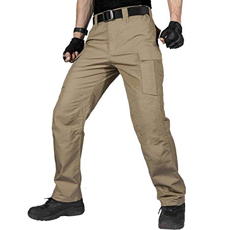 FREE SOLDIER Men's Water Resistant Pants Relaxed Fit Tactical Combat Army Cargo Work Pants with Multi Pocket