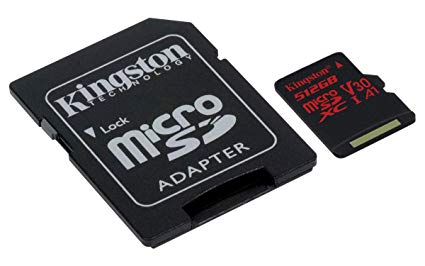 Kingston Digital SDCR/512GB Canvas React 512GB microSDXC Class 10 microSD Memory Card UHS-I 100MB/s R Flash Memory High Speed microSD Card with Adapter