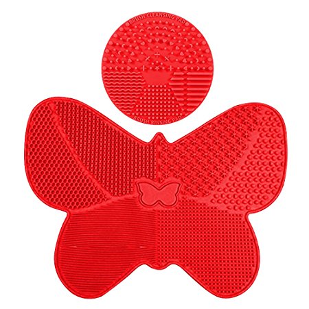 Makeup Brush Cleaner Brush Cleaning Mat Makeup Brush Cleaner Pad Portable Butterfly Shape Pack of 2