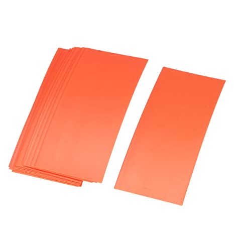 uxcell Battery Wrap PVC Heat Shrink Tubing 29.5mm Flat Width Pre Cut for 18650 72mm Length Orange Pack of 20