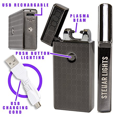 Stellar Lights Arc Lighter Electric Plasma Beam USB Rechargeable Windproof Flameless Cigarette Lighter in Gift Box