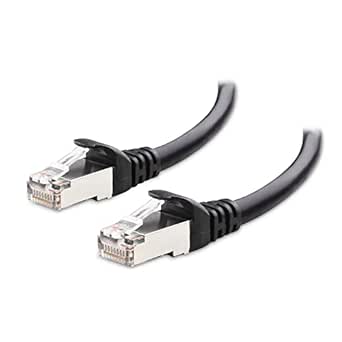 Cable Matters 10Gbps Snagless Short Shielded Cat6A Ethernet Cable 7 ft (SSTP, SFTP Shielded Ethernet Cable, Shielded Cat6 Cable, Cat 6 Shielded Network Cable) in Black