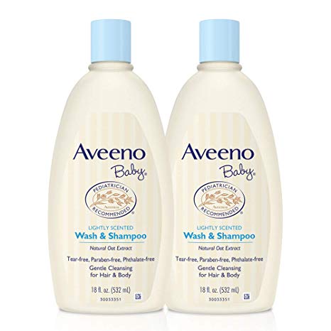Aveeno Baby Gentle Wash & Shampoo with Natural Oat Extract, Tear-Free, Twin Pack, 36 Fluid Ounce