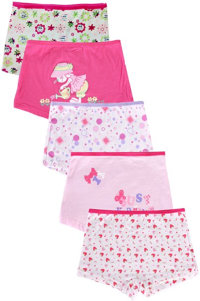 Dimore Little Girls Boyshort Hipster Panties Kids Underwear 5 Pack Pink