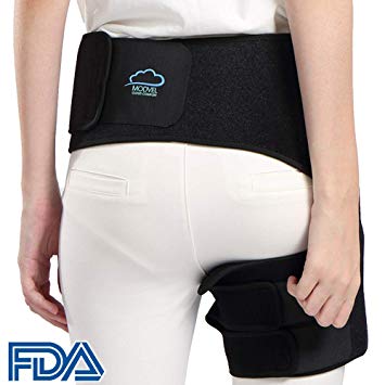 Modvel Comfortable Sciatica Pain Relief Hip Brace for Men & Women | Neoprene & Adjustable Strap | Anti-Slip & Sweat-Resistant | Perfect for Groin, Quad & Hamstring Injury Recovery (MV-135)