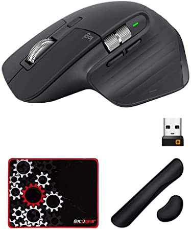 Logitech 910-005620 MX Master 3 Mouse, Graphite Bundle with Deco Essentials Keyboard and Mouse Gel Memory Foam Wrist Pads and Deco Gear Medium Sized Pro Gaming Mouse Pad