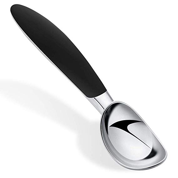 Aropey Stainless Steel Ice Cream Scoop With Non-Slip Rubber Grip