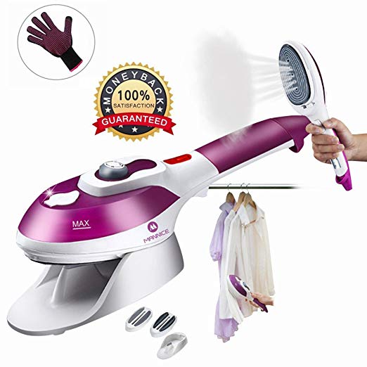 Mannice Steamer for Clothes,Garment Steamer Powerful Portable Handheld Fast Heat Clothes/Fabric Steamers,Wrinkle Release,Home & Travel Use-Clean, with 100ml High Capacity.One Glove,2 Brushes Included
