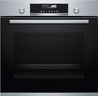 Bosch HBG579BS0 Serie 6 Einbau-Backofen, 60 x 60 cm, Pyrolyse Selbstreinigung, AutoPilot 40 40 Automatikprogramme,, TFT-Touchdisplay, Schnellaufheizung, SoftClose