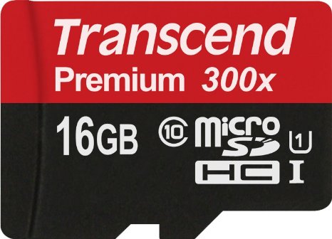 Transcend 16GB MicroSDHC Class10 UHS-1 Memory Card with Adapter 45 MBs TS16GUSDU1E