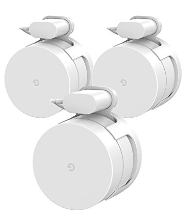 Google Wifi Wall Mount Bracket Holder, Basstop Simplest Bracket Stand for Google Wifi Router and Beacons (No Messy Screws) (White (3 pack))