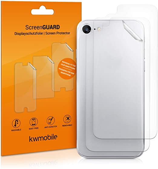 kwmobile Set of 3 Back Cover Protective Films Compatible with Apple iPhone 8 / SE (2020)