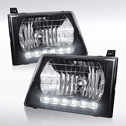 Autozensation For Ford E150/E250/E350/E450/E550 Econoline Van Black Crystal Headlights