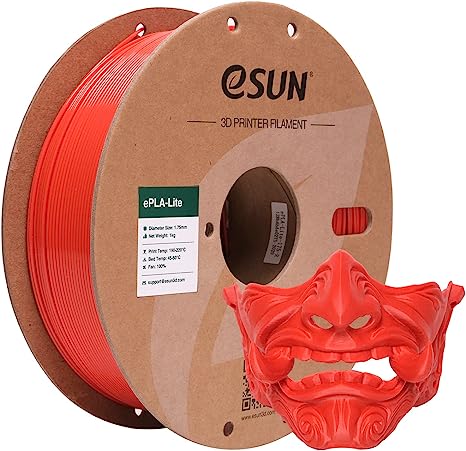 eSUN PLA Lite Filament 1.75mm, 3D Printer Filament Upgraded PLA Filament, Dimensional Accuracy  /- 0.03mm, 1KG Spool (2.2 LBS) 3D Printing Filament for 3D Printers,Red