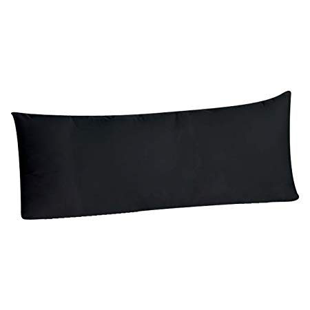 Body Pillowcase Pillow Cover Brushed Microfiber, Body Pillow Cover (20x54 Body Pillowcase, Black - Envelope Closure)