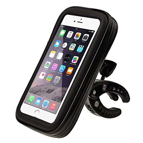 N.ORANIE Waterproof Bike Bicycle Phone Mount Holder with Transparent Touchable Pouch Case 360 Degrees Rotatable for Smartphones GPS and Other Compatible Devices(Black, L Size)