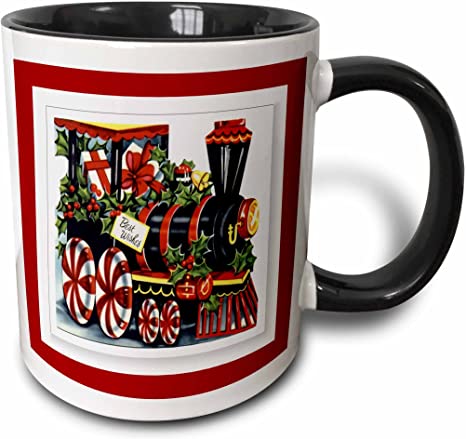 3dRose Christmas Train Mug, 11 oz, Multicolor