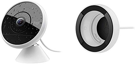 Logitech Circle 2 Indoor/Outdoor Wired Home Security Camera Works with Alexa, HomeKit and Google, with Easy Setup, 1080p HD, 180° Wide-Angle, Night Vision, 2-Way Talk&  Circle 2 Window Mount Accessory