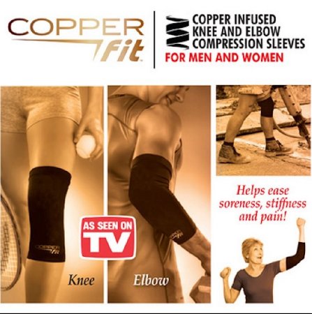 Copper Fit Original Recovery Elbow Sleeve, Black with Copper Trim, Large