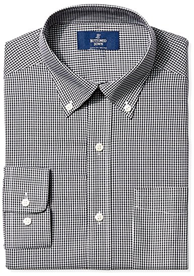 Buttoned Down Men's Classic Fit Button-Collar Pattern Non-Iron Dress Shirt With Pocket