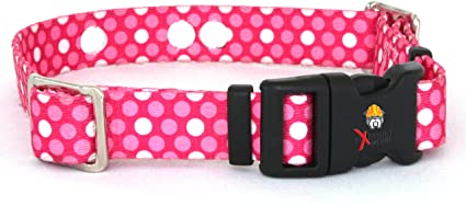 Invisible Fence Collar Compatible Heavy Duty Replacement Strap with The Rugged Lock-Easy Release Clip - Pink Dots | Medium Up to 18" Neck (Also Compatible with Other Brands of Fence Collar)