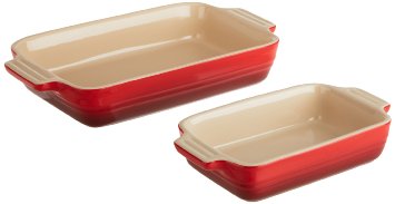 Le Creuset Stoneware 1-14-Quart Rectangular Baker with Bonus 16-Ounce Rectangular Baker Cherry