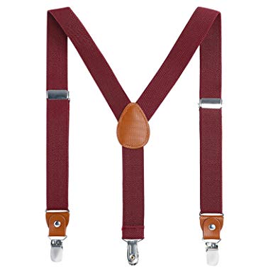 AWAYTR Kids Boys Adults Suspenders - 4 Sizes Sturdy Metal Clips Elastic Adjustable Suspender