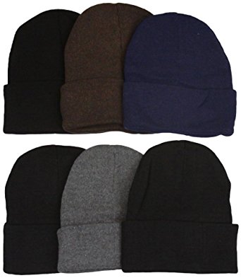 ToBeInStyle Men's Pack of 6 Double Layered Beanies