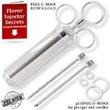 The Only Meat Flavor Injector with 100 304 Stainless Steel for All Food-Facing Parts  4 Spare O-rings  eBook 2 ounce 2 needles Professional Marinade Food Syringe Kit for Large Chicken and Turkey