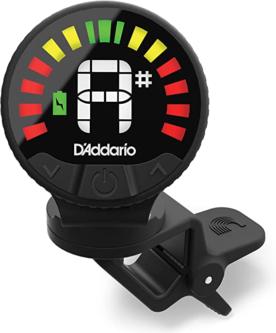 D'Addario Nexus 360 Rechargeable Guitar Tuner - Clip On Guitar Tuner - Acoustic Guitar Tuner - Electric Guitar Tuner - 24 Hours of Tuning Time per Charge - Rotates 360-degrees
