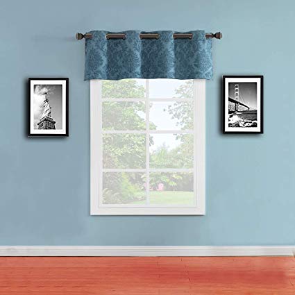 Warm Home Designs 1 Blue Teal Color Wide 54" x 18" Valance Size Embossed Textured Curtain Top for Kitchen, Bathroom or Any Other Window. EV Teal Valance