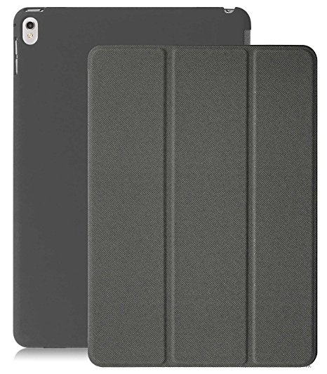 KHOMO iPad Pro 9.7 Inch Case (2016) - DUAL Twill Grey Super Slim Cover with Rubberized back and Smart Feature (Built-in magnet for sleep / wake feature) For Apple iPad Pro 9.7 Tablet