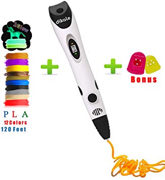 3D Pen with 12 Colors 120 Ft PLA Filaments 1.75 mm Refills 3D Printing Pen for Drawing Arts Crafts Doodle Model DIY. Perfect 3D Printer Pen for Kids | Adults w/ 5 Bonus. LCD Screen Display