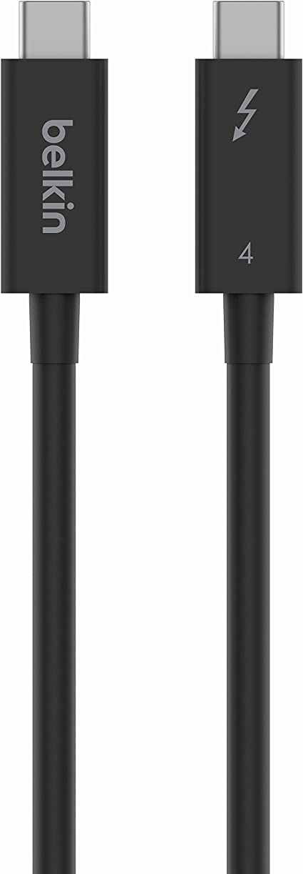 Belkin Active Thunderbolt 4 Cable (2M 6.6FT), USB Type C Connection with 100W Power Delivery PD Enabled, USB 4 Compliant and Compatible with TB3 Compatible with MacBook Pro, eGPU, and More, Black