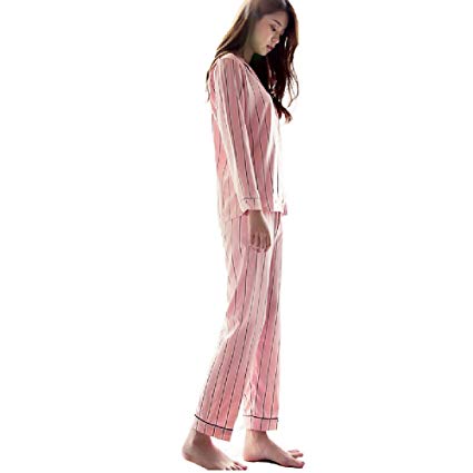 NANJUN Women's Satin Pajamas Sleepwear Long Short Button-Down Pj Set