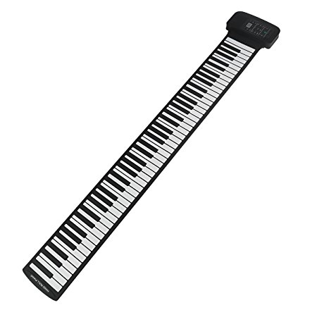 LeaningTech RUP002 88 Thickened-Keys Roll Up Piano Synthesizer/ Electronic Flexible Silicone Keyboard Hand-rolling Piano with Battery-sustained Pedal, US plug