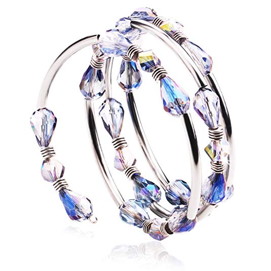 Crystal Wrap Bangle Bracelets for Women - Fashion Boho Strand Bracelet Made with Swarovski Crystals, A Little Romance Bracelets for Girls and Best Friend, Christmas, Valentine's Day, The Best Gift