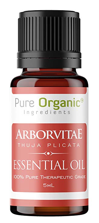 Pure Organic Ingredients Arborvitae Essential Oil (5 ml), Powerful Cleansing & Purifying Agent, Natural Insect Repellent, Warm, Earthy Aroma